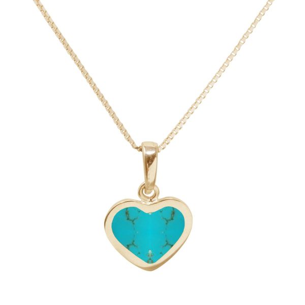 Yellow Gold Turquoise Heart Shaped Pendant