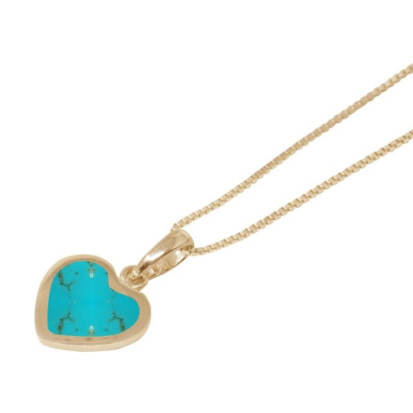 Yellow Gold Turquoise Heart Shaped Pendant