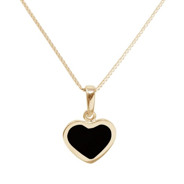Yellow Gold Whitby Jet Heart Shaped Pendant