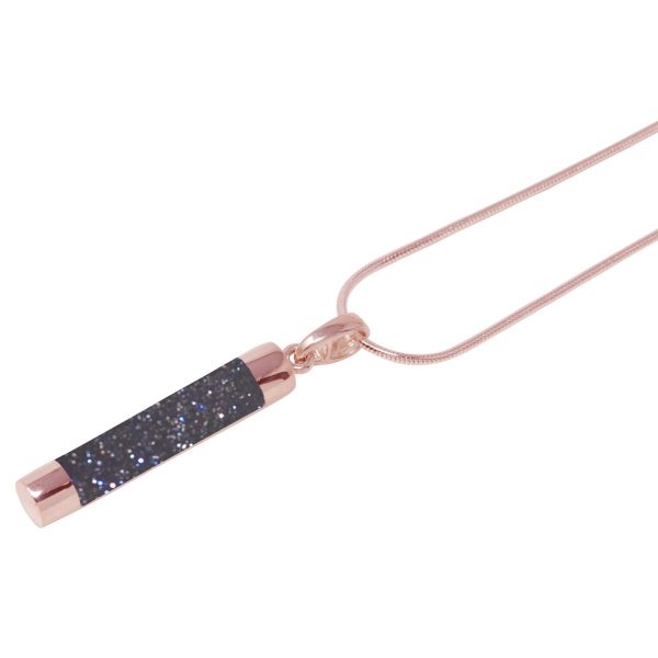 Rose Gold Blue Goldstone Tube Pendant