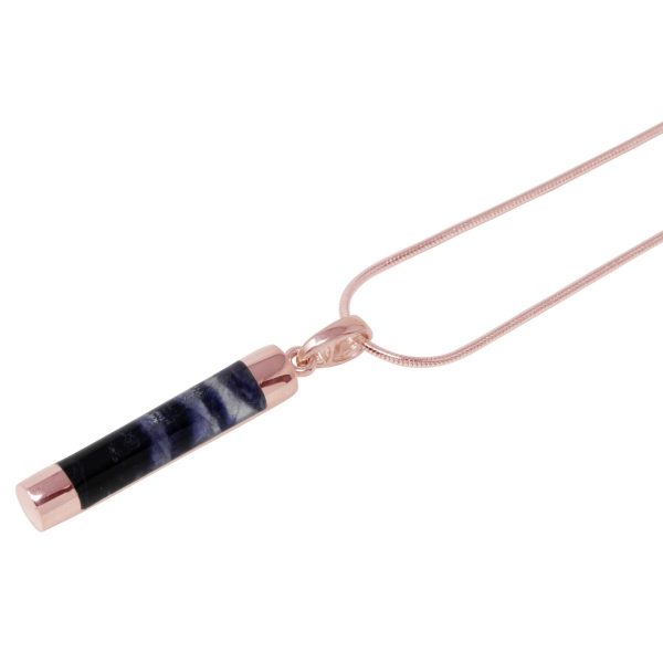 Rose Gold Blue John Tube Pendant