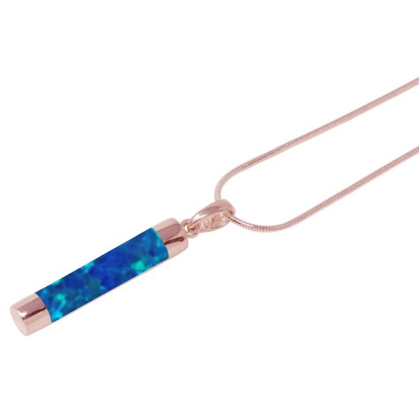 Rose Gold Opalite Cobalt Blue Tube Pendant