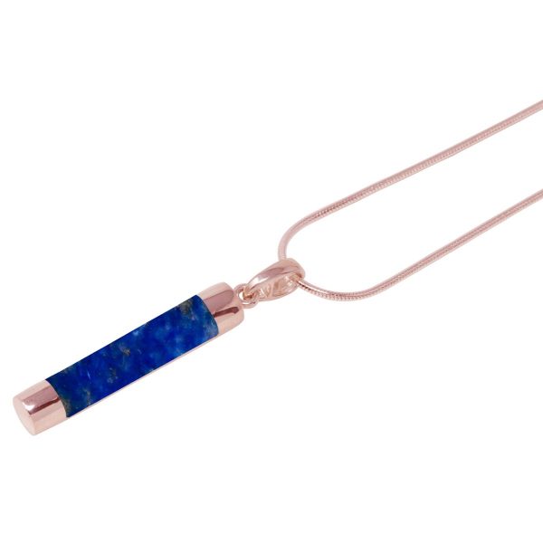 Rose Gold Lapis Tube Pendant