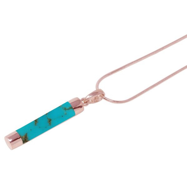 Rose Gold Turquoise Tube Pendant