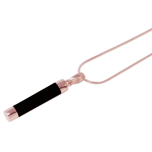 Rose Gold Whitby Jet Tube Pendant