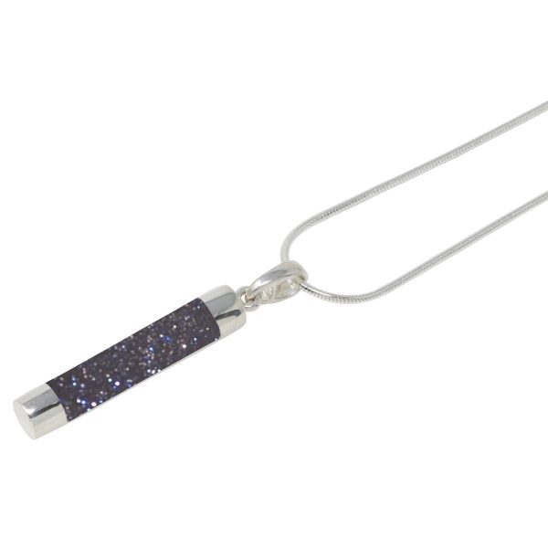 Silver Blue Goldstone Tube Pendant