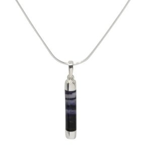 Silver Blue John Tube Shaped Pendant