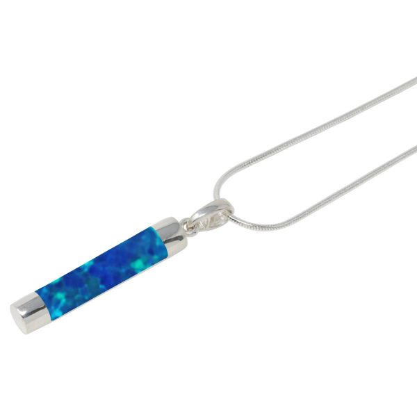 Silver Opalite Cobalt Blue Tube Pendant