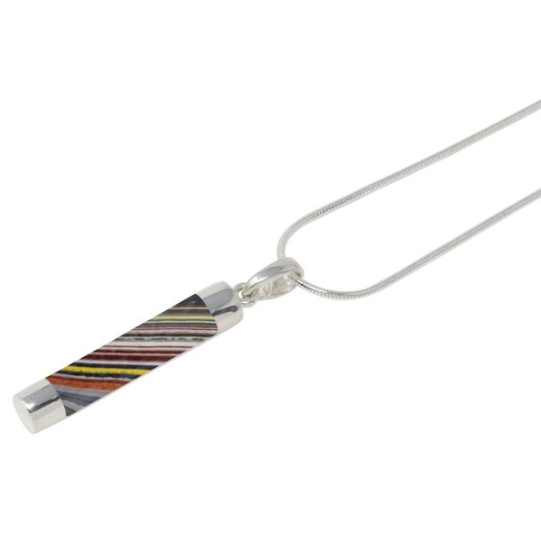 Silver Fordite Tube Pendant