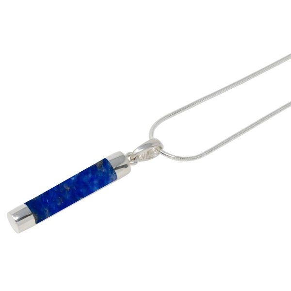 Silver Lapis Tube Pendant