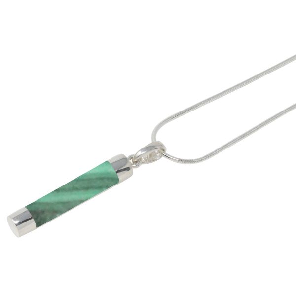 Silver Malachite Tube Pendant