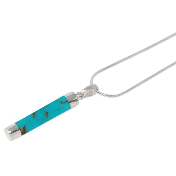 Silver Turquoise Tube Pendant