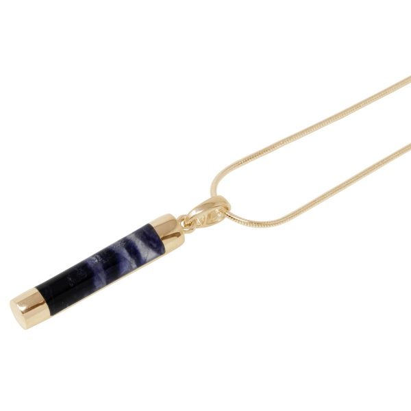 Yellow Gold Blue John Tube Pendant