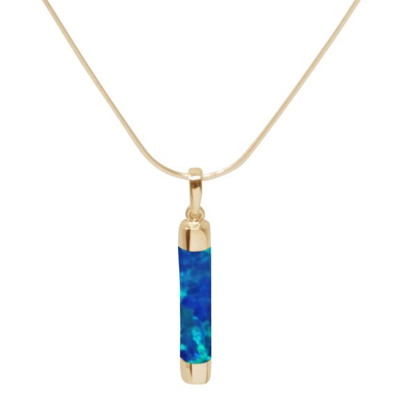 Yellow Gold Opalite Cobalt Blue Pendant