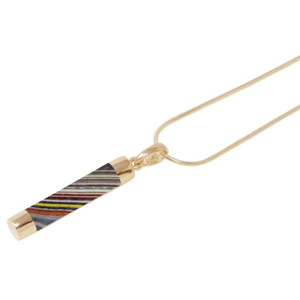 Yellow Gold Fordite Tube Pendant