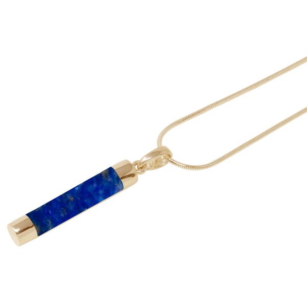 Yellow Gold Lapis Tube Pendant