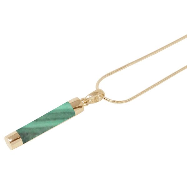 Yellow Gold Malachite Tube Pendant