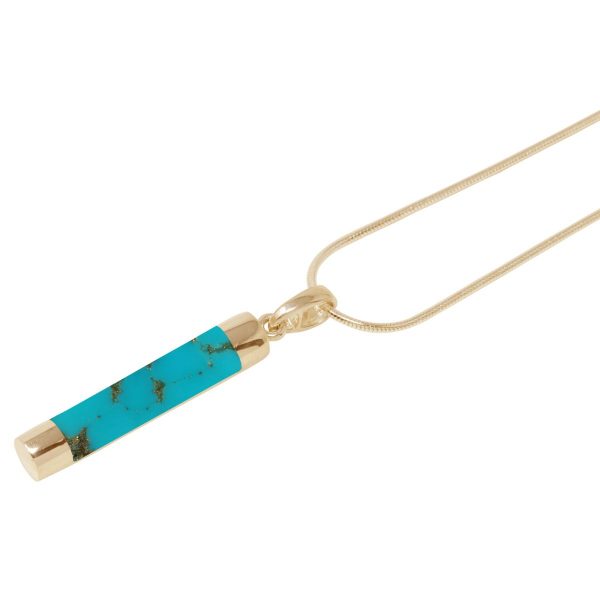 Yellow Gold Turquoise Tube Pendant