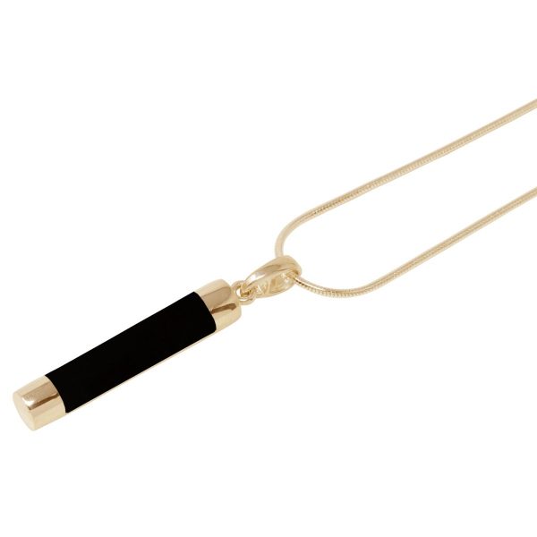 Yellow Gold Whitby Jet Tube Pendant