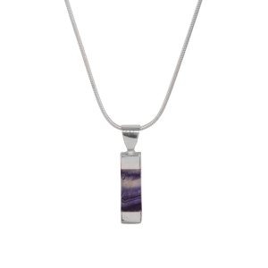 Silver Oblong Blue John Pendant