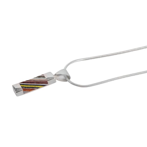 White Gold Fordite Rectangular Pendant