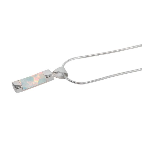 White Gold Opalite Sun Ice Rectangular Pendant