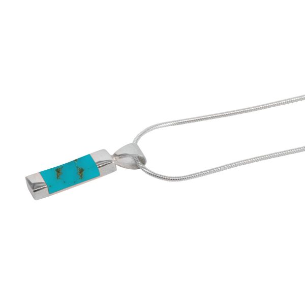 White Gold Turquoise Rectangular Pendant