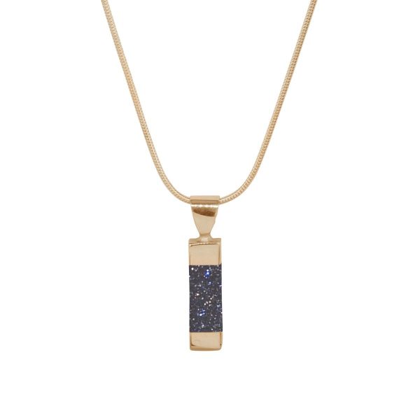 Yellow Gold Blue Goldstone Pendant