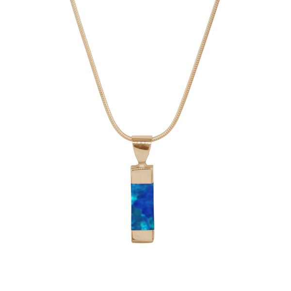 Yellow Gold Opalite Cobalt Blue Pendant