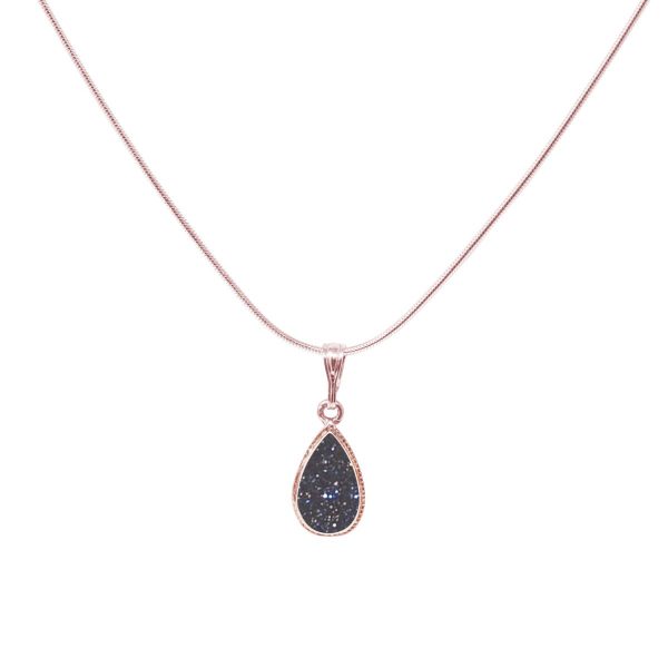 Rose Gold Blue Goldstone Pendant