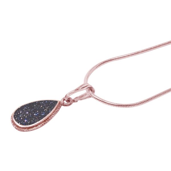 Rose Gold Blue Goldstone Teardrop Pendant