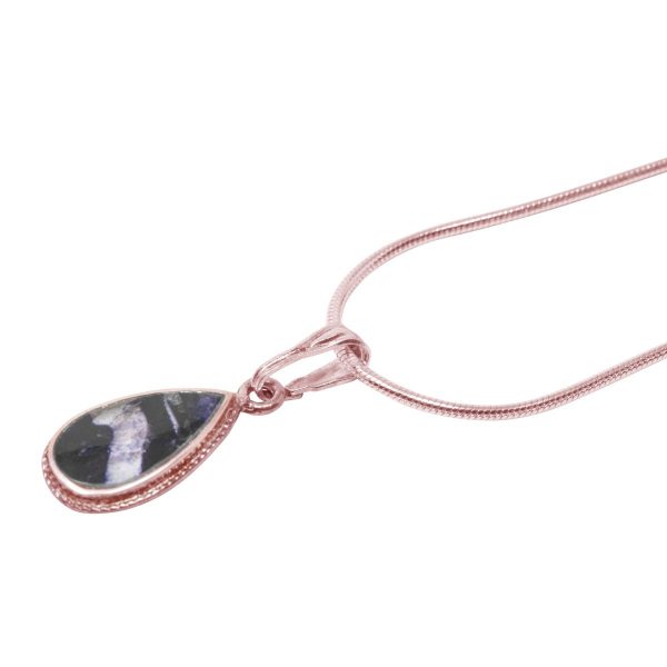 Rose Gold Blue John Teardrop Pendant