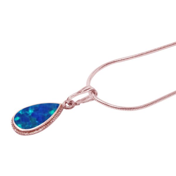 Rose Gold Opalite Cobalt Blue Teardrop Pendant