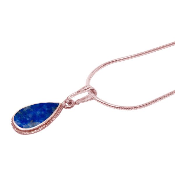 Rose Gold Lapis Teardrop Pendant