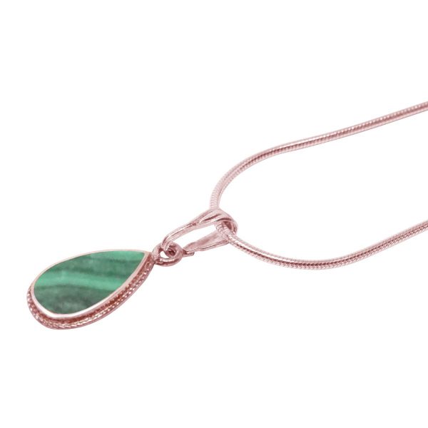 Rose Gold Malachite Teardrop Pendant