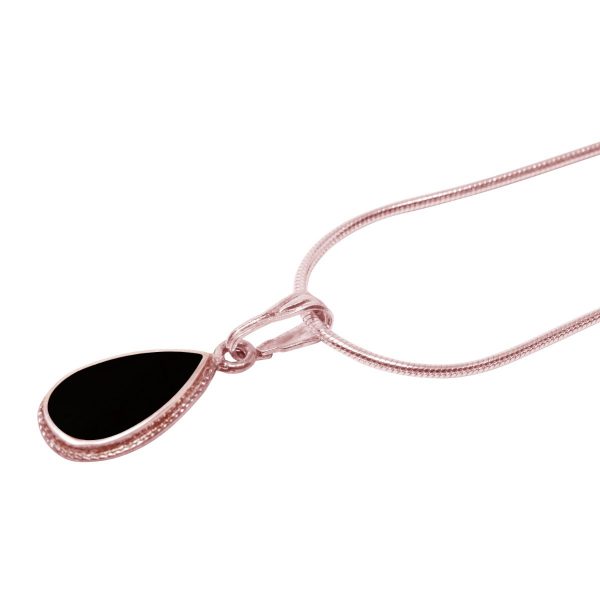 Rose Gold Whitby Jet Teardrop Pendant