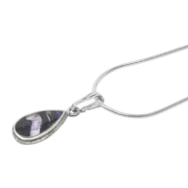 Silver Blue John Teardrop Pendant