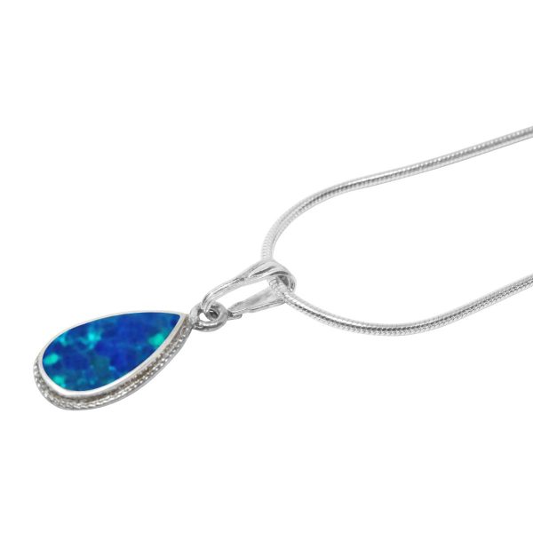 Silver Opalite cobalt Blue Teardrop Pendant