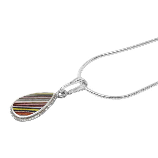 Silver Fordite Teardrop Pendant