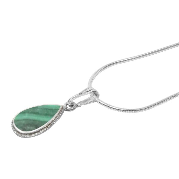 Silver Malachite Teardrop Pendant