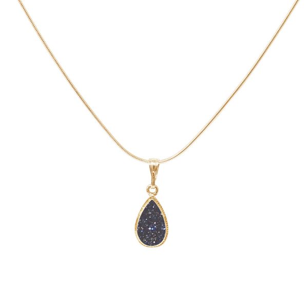 Yellow Gold Blue Goldstone Pendant