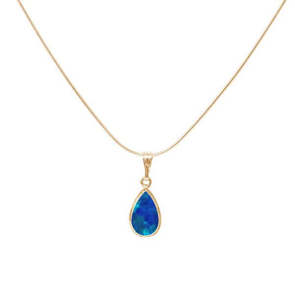 Yellow Gold Opalite Cobalt Blue Pendant