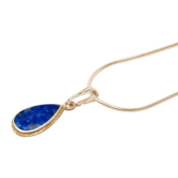 Yellow Gold Lapis Teardrop Pendant