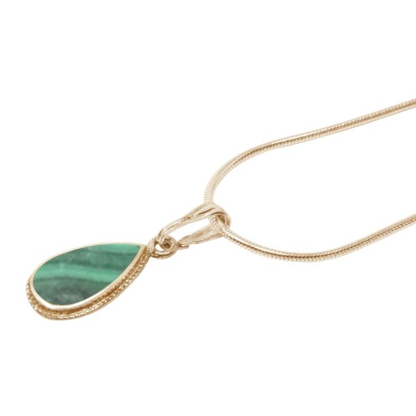 Yellow Gold Malachite Teardrop Pendant