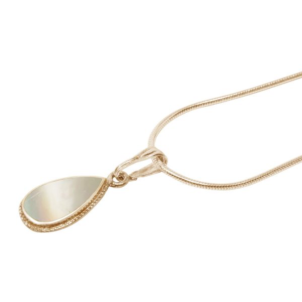 Yellow Gold Mother of Pearl Teardrop Pendant