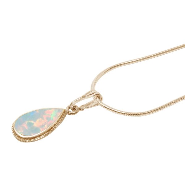 Yellow Gold Opalite Sun Ice Teardrop Pendant