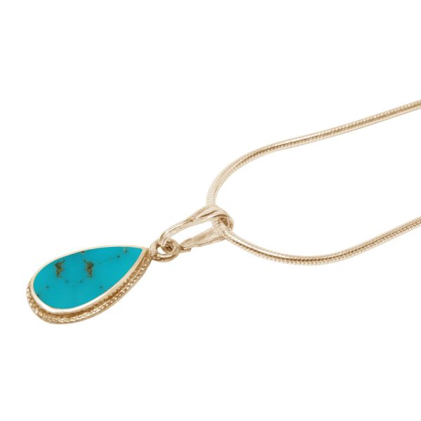 Yellow Gold Turquoise Teardrop Pendant