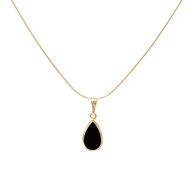 Yellow Gold Whitby Jet Pendant