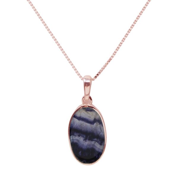 Rose Gold Blue John Oval Pendant