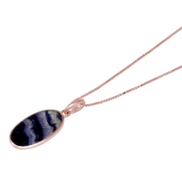 Rose Gold Blue John Oval Pendant